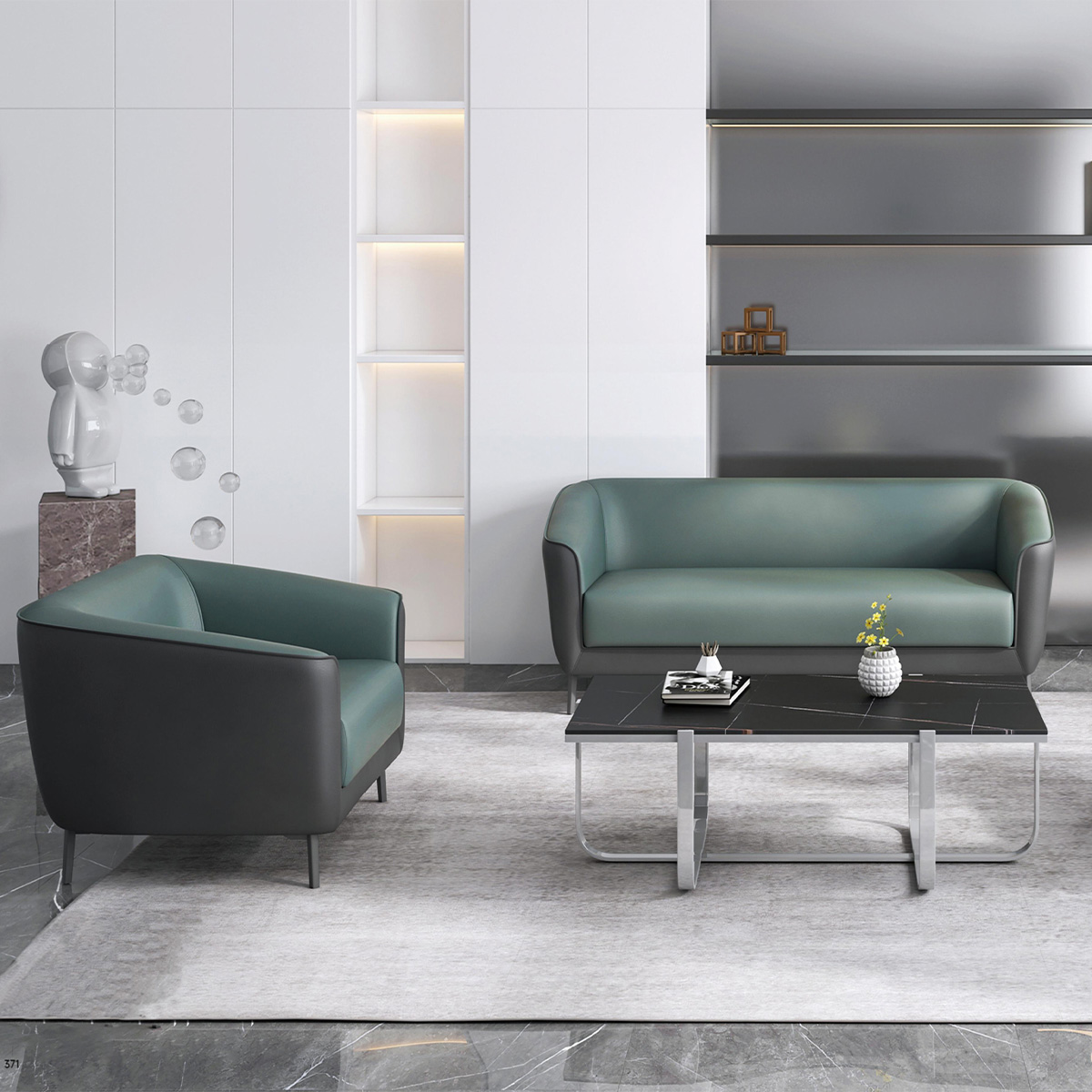 Caius Curved Office Sofa-1