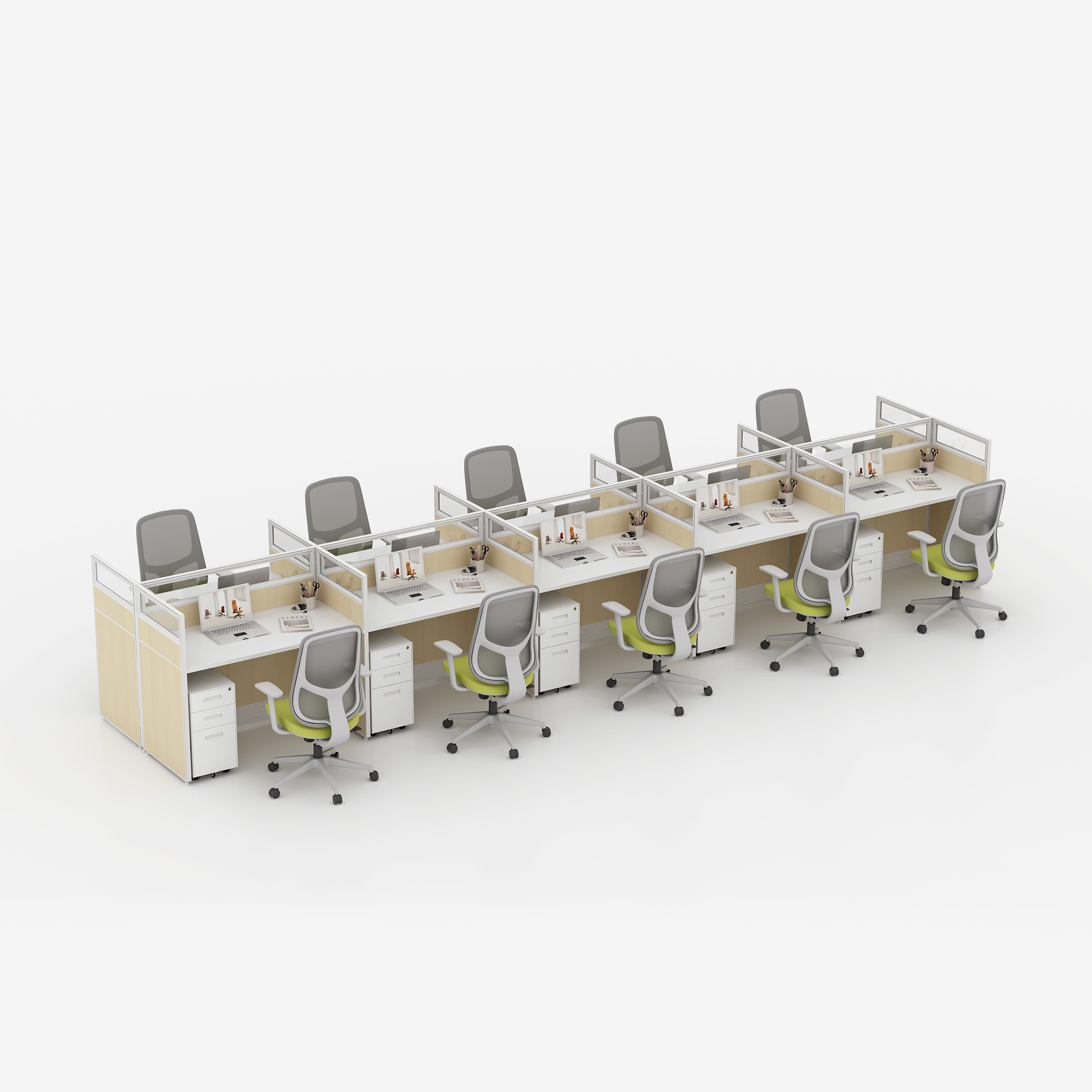 E30 Call Center Cubicle: Double-Sided Office Desk with Cable Management ...
