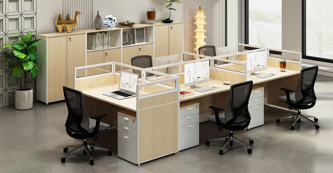 E30 Call Center Cubicle: Double-Sided Office Desk with Cable Management ...
