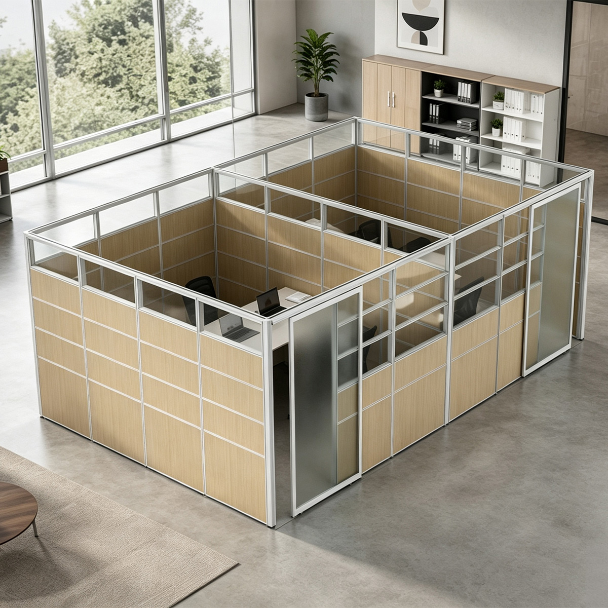 E60 Sliding Door Modular Office Cubicle-1