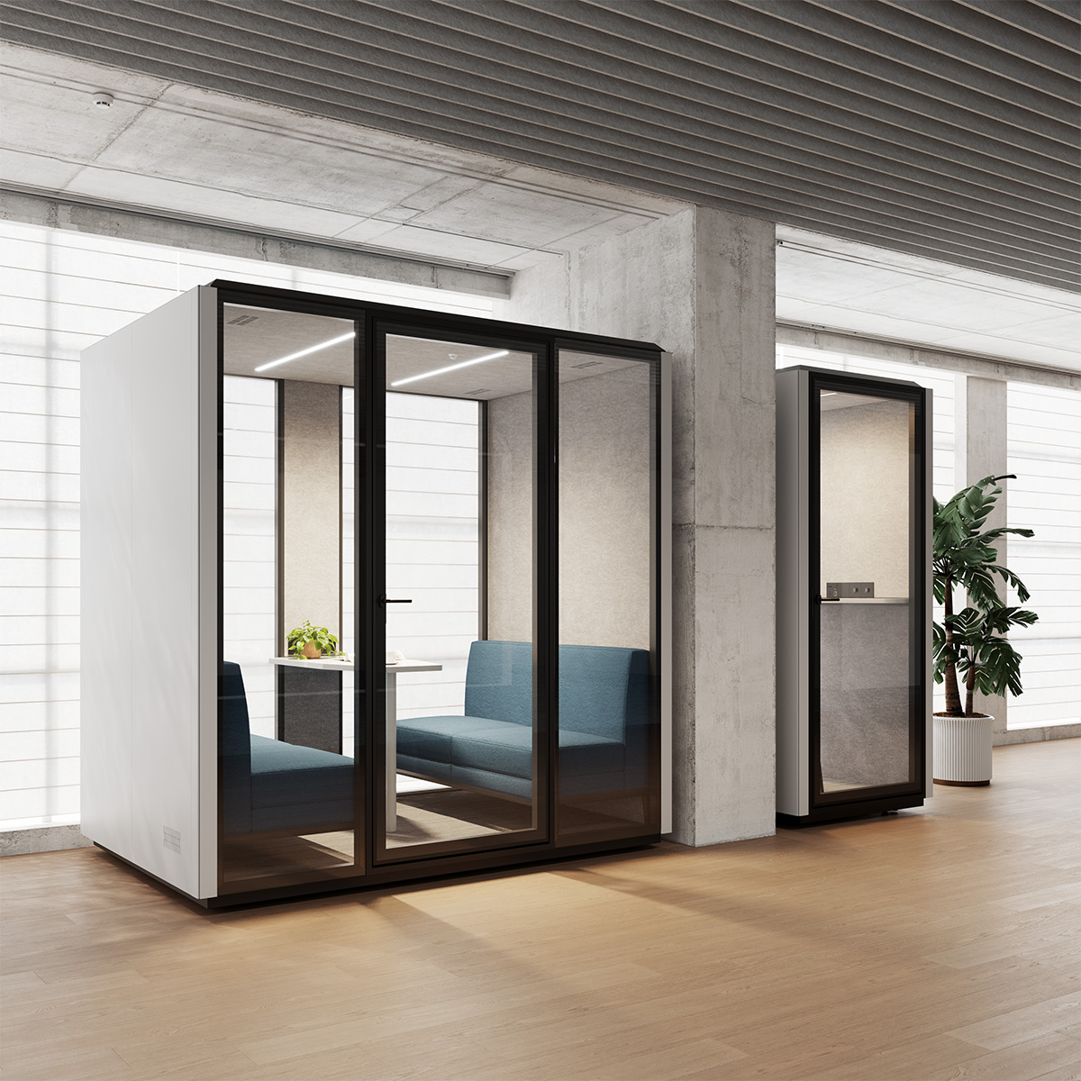 Straight Edge L Office Pod-1